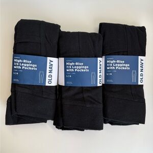 Old Navy Women’s High Rise 7/8 Leggings with Side Pockets in Black Large NWT